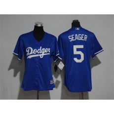 MLB Los Angeles Dodgers 5 Corey Seager Blue Fashion Stitched Women Jersey