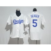 MLB Los Angeles Dodgers 5 Corey Seager White Home Stitched Women Jersey