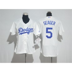 MLB Los Angeles Dodgers 5 Corey Seager White Home Stitched Women Jersey