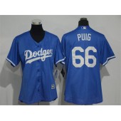 MLB Los Angeles Dodgers 66 Yasiel Puig Alternate Blue Cool Base Women Jersey