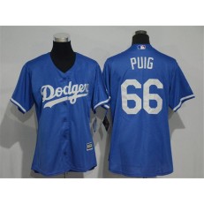 MLB Los Angeles Dodgers 66 Yasiel Puig Alternate Blue Cool Base Women Jersey
