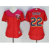 MLB Minnesota Twins 22 Miguel Sano Red Stitched Majestic Cool Base Women Jersey
