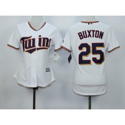 MLB Minnesota Twins 25 Byron Buxton White Home Cool Base Baseball Women Jersey