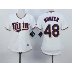 MLB Minnesota Twins 48 Torii Hunter White Home Cool Base Baseball Women Jersey