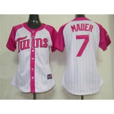 MLB Minnesota Twins 7 Joe Mauer 2012 Fashion by Majestic Athletic Women Jersey