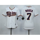MLB Minnesota Twins 7 Joe Mauer White Home Cool Base Baseball Women Jersey