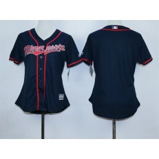 MLB Minnesota Twins Blank Navy Blue 2015 Alternate Road Women Jersey