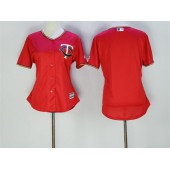 MLB Minnesota Twins Blank Red Stitched Majestic Cool Base Women Jersey