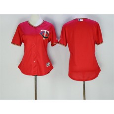 MLB Minnesota Twins Blank Red Stitched Majestic Cool Base Women Jersey