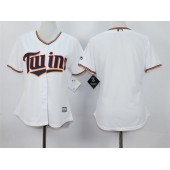 MLB Minnesota Twins Blank White Home Cool Base Baseball Women Jersey
