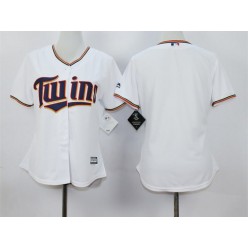 MLB Minnesota Twins Blank White Home Cool Base Baseball Women Jersey