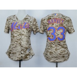 MLB New York Mets 33 Matt Harvey 2015 Camo Women Jersey
