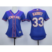 MLB New York Mets 33 Matt Harvey Blue With Gray Women Jersey