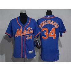 MLB New York Mets 34 Noah Syndergaard Blue With Orange 2016 Flexbase Stitched Baseball Women Jersey