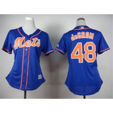 MLB New York Mets 48 Jacob deGrom Alternate Blue With Gray Stitched Cool Base Women Jersey
