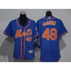 MLB New York Mets 48 Jacob deGrom Blue With Orange 2016 Flexbase Stitched Baseball Women Jersey