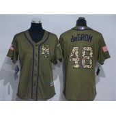 MLB New York Mets 48 Jacob deGrom Green Salute to Service Majestic Baseball Women Jersey