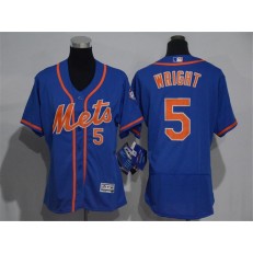 MLB New York Mets 5 David Wright Blue With Orange 2016 Flexbase Stitched Baseball Women Jersey