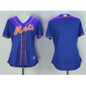 MLB New York Mets Blank Alternate Blue With Gray Stitched Cool Base Women Jersey