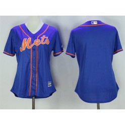 MLB New York Mets Blank Alternate Blue With Gray Stitched Cool Base Women Jersey