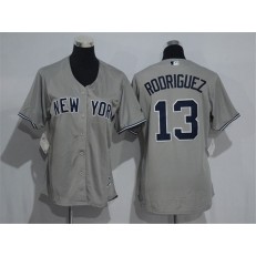 MLB New York Yankees 13 Alex Rodriguez Grey Road Stitched Women Jersey