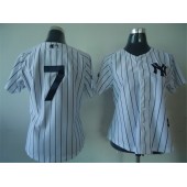 MLB New York Yankees 7 Mickey Mantle White Women Jersey