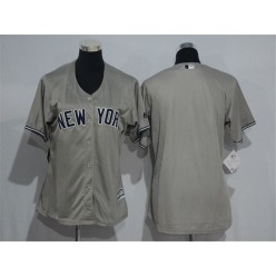 MLB New York Yankees Blank Grey Road Stitched Women Jersey