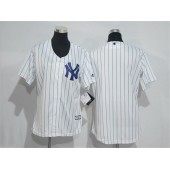 MLB New York Yankees Blank White Strip Home Stitched Women Jersey