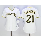 MLB Pittsburgh Pirates 21 Roberto Clemente White 2015 Cool Base Women Jersey