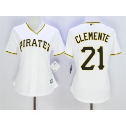MLB Pittsburgh Pirates 21 Roberto Clemente White 2015 Cool Base Women Jersey