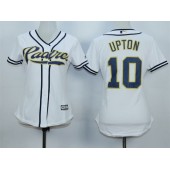 MLB San Diego Padres 10 Justin Upton Home White 2015 Cool Base Women Jersey