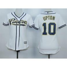 MLB San Diego Padres 10 Justin Upton Home White 2015 Cool Base Women Jersey