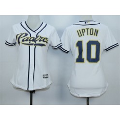 MLB San Diego Padres 10 Justin Upton Home White 2015 Cool Base Women Jersey