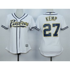 MLB San Diego Padres 27 Matt Kemp Home White 2015 Cool Base Women Jersey