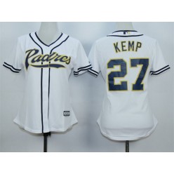 MLB San Diego Padres 27 Matt Kemp Home White 2015 Cool Base Women Jersey