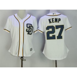 MLB San Diego Padres 27 Matt Kemp White 2016 Home Cool Base Baseball Women Jersey