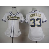 MLB San Diego Padres 33 James Shields Home White 2015 Cool Base Women Jersey