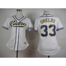 MLB San Diego Padres 33 James Shields Home White 2015 Cool Base Women Jersey