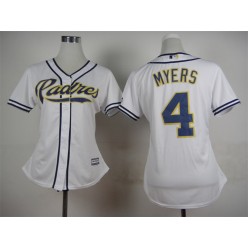 MLB San Diego Padres 4 Wil Myers Home White 2015 Cool Base Women Jersey