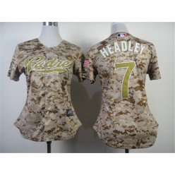 MLB San Diego Padres 7 Chase Headley Camo 2014 Women Jersey
