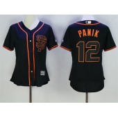 MLB San Francisco Giants 12 Joe Panik Black SF Cool Base Baseball Women Jersey
