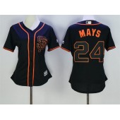 MLB San Francisco Giants 24 Willie Mays Black SF Cool Base Baseball Women Jersey
