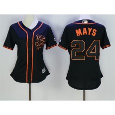 MLB San Francisco Giants 24 Willie Mays Black SF Cool Base Baseball Women Jersey