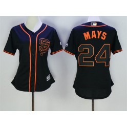 MLB San Francisco Giants 24 Willie Mays Black SF Cool Base Baseball Women Jersey