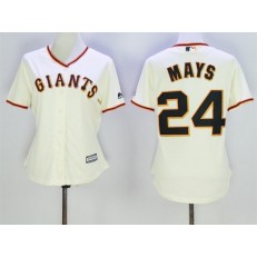 MLB San Francisco Giants 24 Willie Mays Cream Home Cool Base Women Jersey