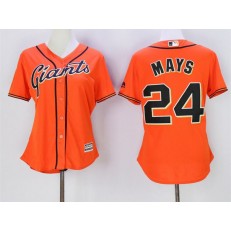 MLB San Francisco Giants 24 Willie Mays Orange New Cool Base Women Jersey