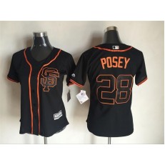 MLB San Francisco Giants 28 Buster Posey Black SF 2015 Cool Base Baseball Women Jersey