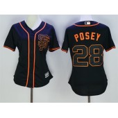 MLB San Francisco Giants 28 Buster Posey Black SF Cool Base Baseball Women Jersey