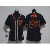 MLB San Francisco Giants 28 Buster Posey Black SF New Cool Base Baseball Women Jersey