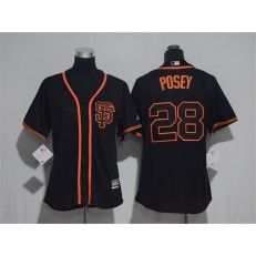 MLB San Francisco Giants 28 Buster Posey Black SF New Cool Base Baseball Women Jersey